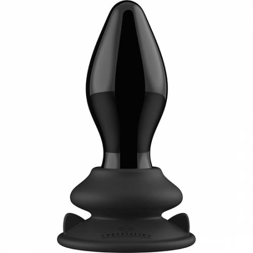 STRETCHY GLASS VIBRATOR WITH SUCTION CUP AND REMOTE RECHARGEABLE 10 VELOCIDADES NEGRO